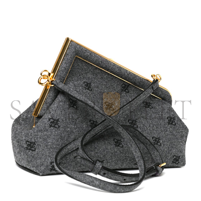 F**di flannel karligraphy embroidered small F**di first grey (26*18*9.5cm)